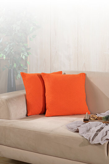 LADYNİL Bohemian 2-Piece Throw Pillow Case Decorative Pillow Case 45X45 Zippered Orange