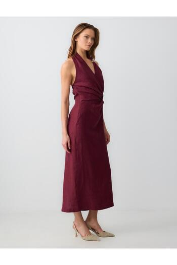 Jimmy Key Woven Burgundy Dress