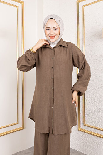 Tesettür Dünyası Strawberry Double Set Tsd250183 Brown