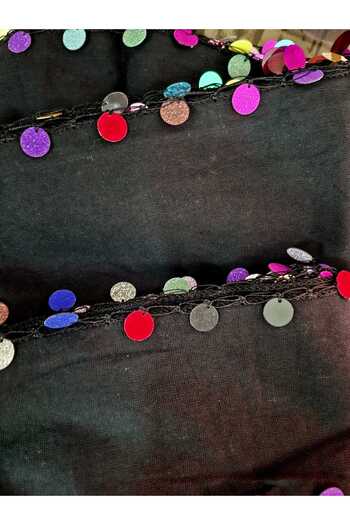 ASYA PAZARLAMA Black Sea Black Colored Beaded Keşan, Black Scarf, Shawl, Scarf, Headband, Black Bandana