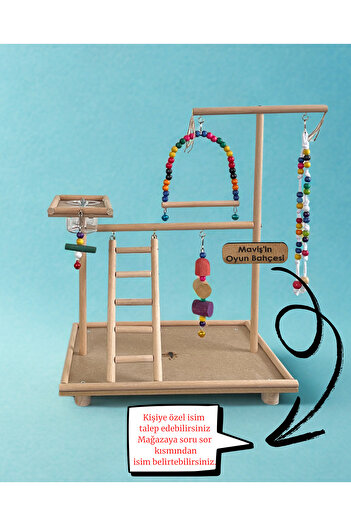 Paks Pet Bird Playground No:12 Handmade Wooden Bird Playground, Premium Bird Playground Set, Cockatiel Toy