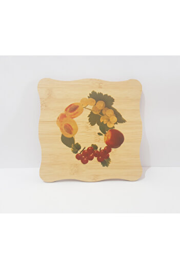 Penguen Patterned Wooden Trivet 19.5X19.5 cm