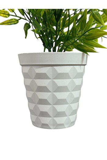 Lilac Home Plantă artificială de bambus în ghiveci cu diamant alb cu textura naturală