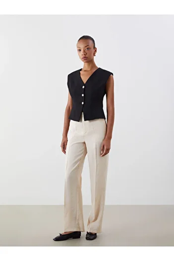 LC Waikiki Lcw Vision Beige Modal Blend Women's Pleated Pants S5O264Z8Nvy25