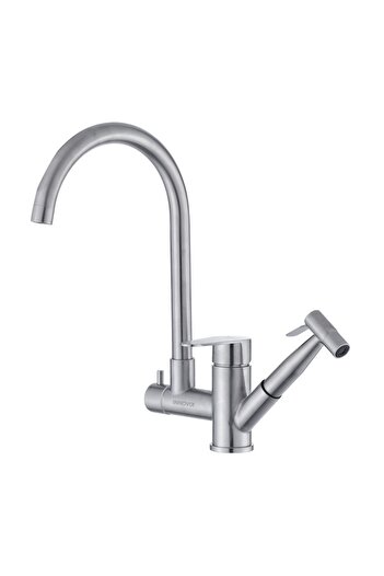 INNOVIX 2-in-1 Kitchen Faucet INNOVIX, Pull-Out Spray, 2 Flow Functions, Matte Silver