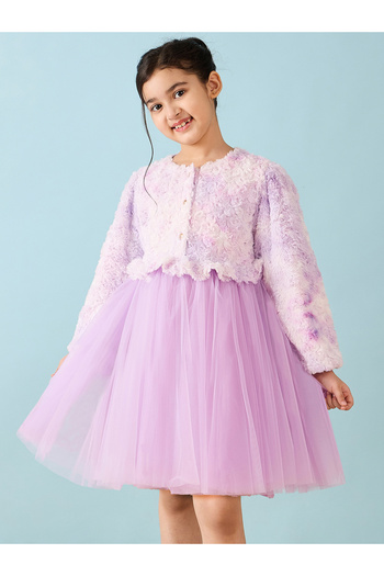Stylo Bug By Styli Faux Fur Design Long Sleeves A-Line Dress