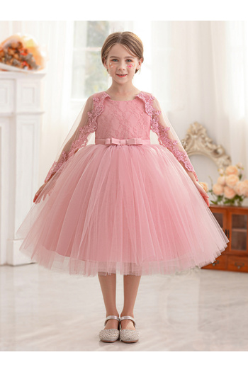 Take Two By Styli Lace Cape Sleeve Mesh Fit and Flare Dress
