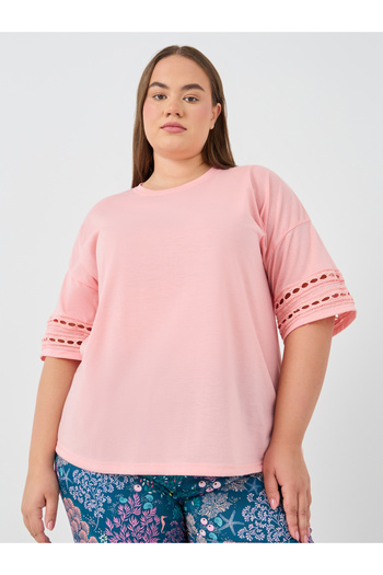 Styli Plus Size Short Sleeve T-Shirt and Pyjama Set