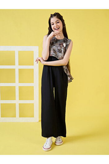 Stylo Bug By Styli Abstract Print Overlay Sleeveless Jumpsuit