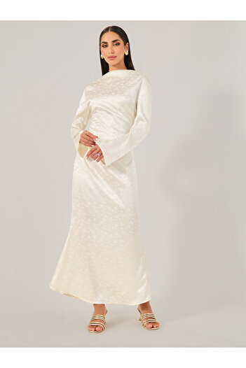 Take Two By Styli Satin Bell Sleeve Boat Neck Maxi Dress