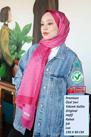Hint İpek Premium Lux Original Monogram Shawl (Silk Voile, High Quality, Lightweight, Casual, Stylish, Testure Clothing)