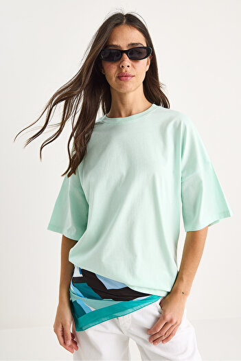 Bianco Lucci Γυναικείο 100% οργανικό βαμβάκι Oversize Basic T-Shirt 60602065