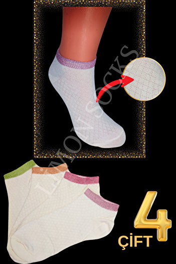 Limon Socks Дамски чорапи (4 чифта) Памучни детски чорапи с шарка, къси чорапи до глезена