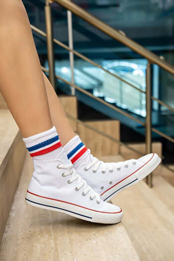 Cochines Women's White High Top Casual Linen Sports Shoes Sneaker