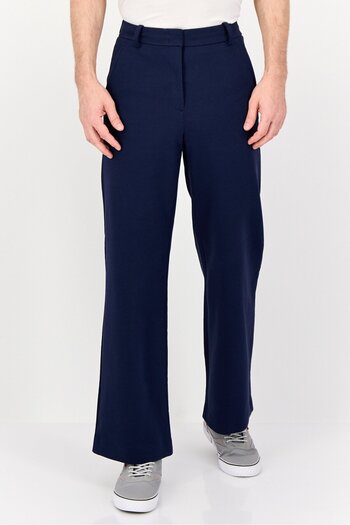 Esprit Men Solid Stretchable Dress Pants, Navy Blue
