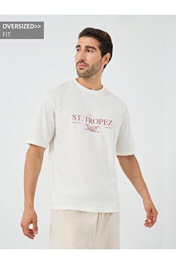 Styli Slogan Print Crew Neck Oversized T-Shirt