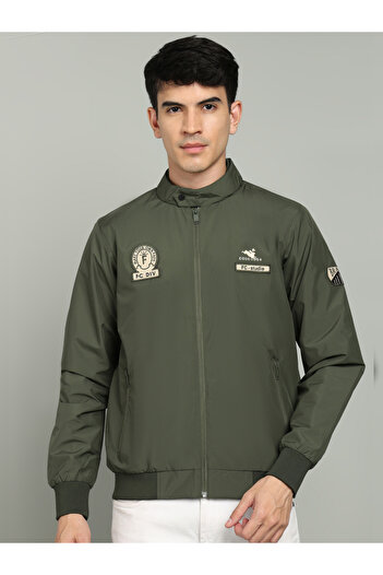 Fort Collins By Styli Fort Zipper High Neck Jacket with Badge Detail