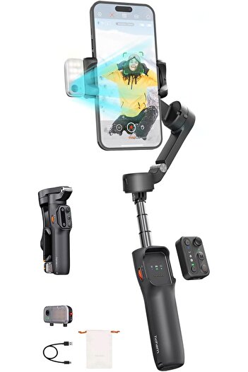 Hohem iSteady V3 Gimbal Stabilizer for Smartphone, Magnetic AI Tracker, Detached Remote, Built-in Tr