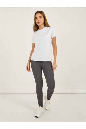 Styli Logo Round Neck Basic Short Sleeves Top