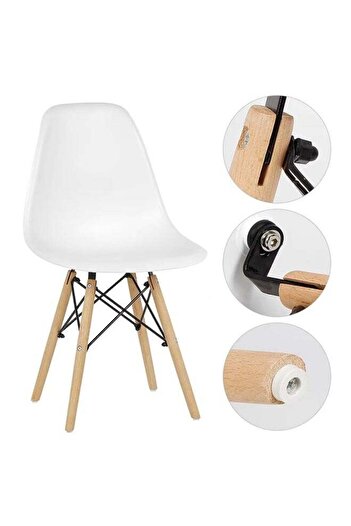 Taimi 5-Piece Dining Set, Modern Round Dining White Table, 80x80x72cm With 4-Plastic Chairs Multicolor