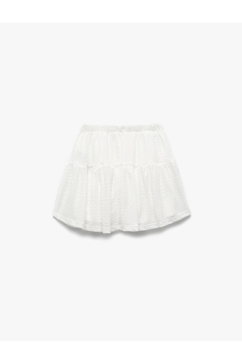 Koton Mini Skirt with Brode Detail and Elastic Waist