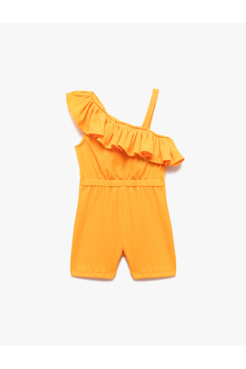 Koton Short Jumpsuit with One Shoulder Strap and Ruffle Detail