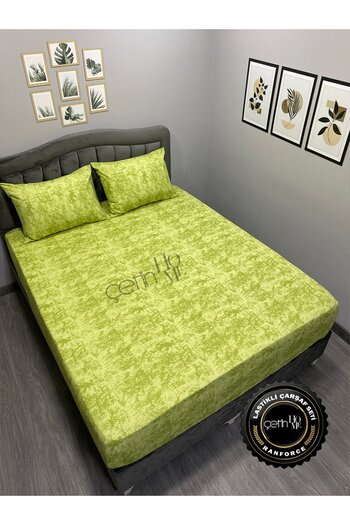 Çetinhome Fabric Elastic Sheet Set Double and King Size Shadow Green