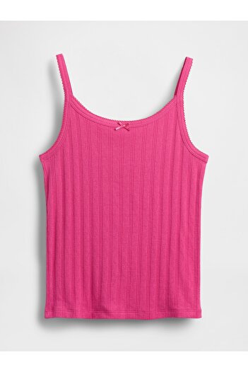 GAP Kız Çocuk Pembe Pointelle Fitilli Cami Bluz