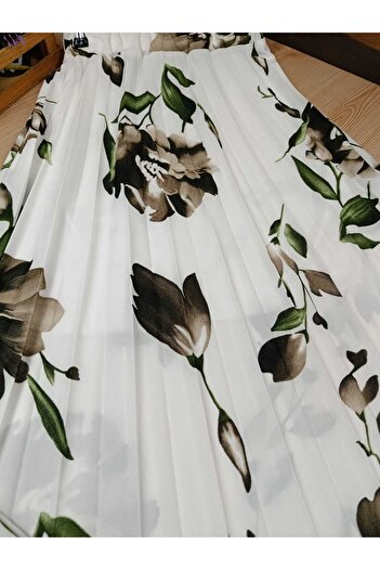 ALMİNA Standard Size, Crepe Fabric, Half-Lined Pleated Skirt