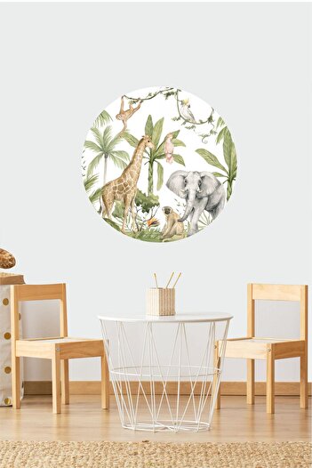 Piksel Grafik Jungle Animals Full Circle Kids Room, Tropical Wall Sticker