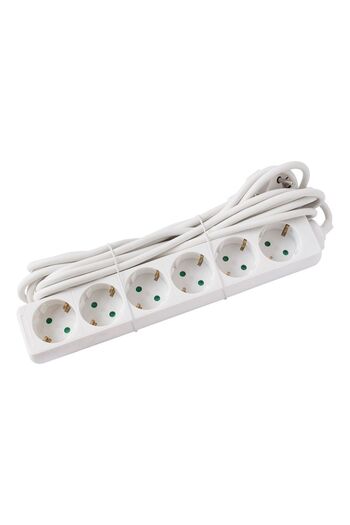 Homelux Extension Cord with Switch Strohm, 6 Outlets, Child Protection, 3x1mm, 5 m, White