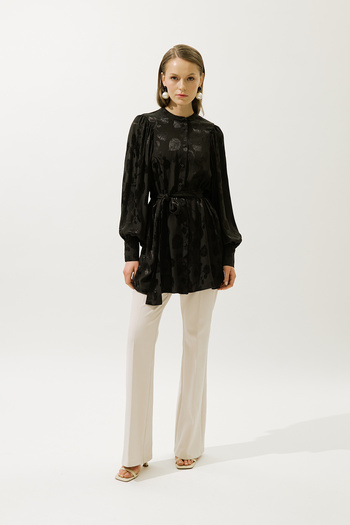 Manuka Jacquard Satin Shirt Brown