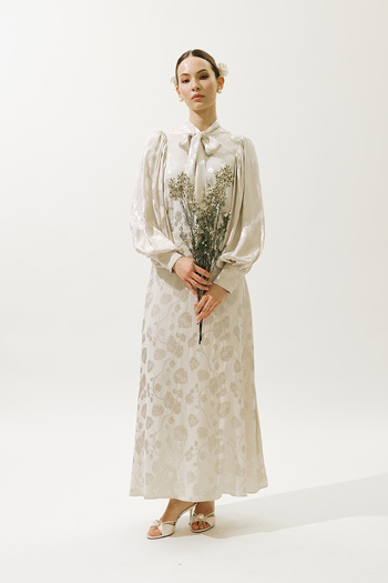 Manuka Jacquard Satin Shirt Vanilla