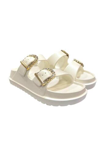 AkınalBella Daily Double Striped Slippers with Accessories