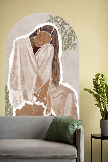 Piksel Grafik Boho Woman Bohemian Oval Wall Sticker- Bohemian Collection