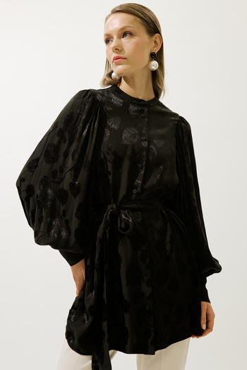 Manuka Jacquard Satin Shirt Brown