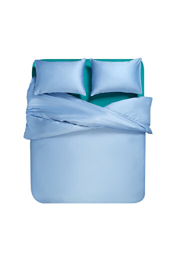 Zsa Zsa Zsu Set de lenjerie de pat din bumbac 100% bumbac satinat Solid 300 Tc 160x220 cm Albastru