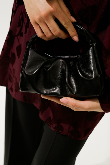 Manuka Metal Looking Hand Bag Black