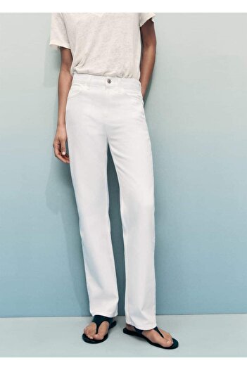 MANGO Woman Pantaloni de blugi cu talie medie cu croiala dreaptă Matilda