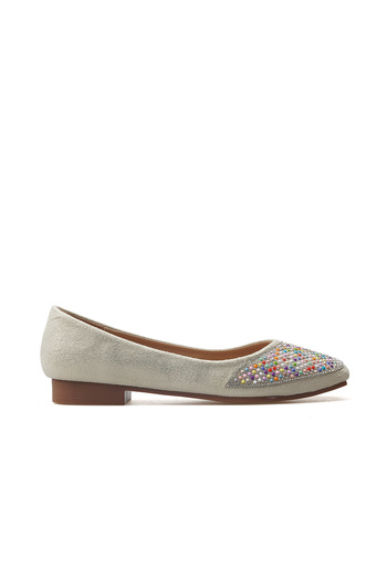 Guja Woman's stone detailed daily flat shoe 25y 25y179-3 z beige
