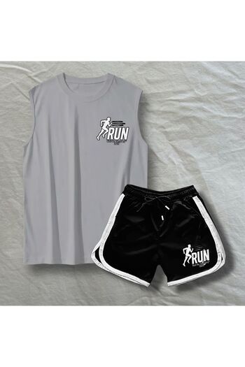 Risil-Nu Company New Season Premium Honeycomb Fabric Shorts and Cotton Singlet Double Gym Sportsman Set