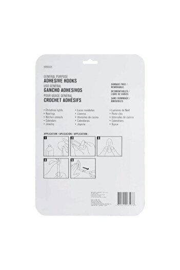 Generic ACE 12-Piece General Purpose Damage Free Adhesive Hook with Strips White