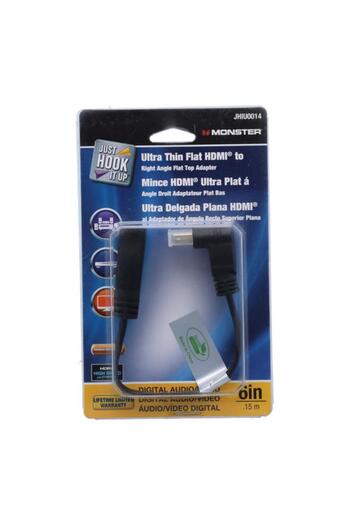 Generic محول زاوية HDMI مسطح من Monster Just Hook It Up باللون الأسود مقاس 6 بوصات