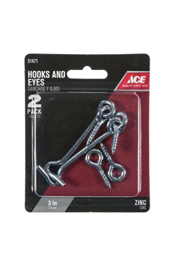 Generic ACE 2-Piece Easy to Install Zinc Plated Steel Gate Hook and Eye Silver 3inch 51471