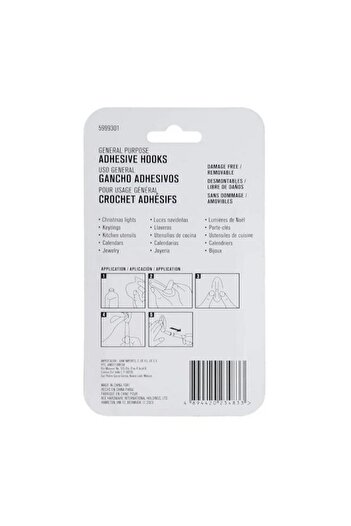 Generic ACE 20-Piece Removable Durable Adhesive Hook Set White 1.2 x 1.8cm 5999301