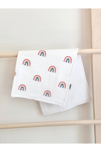 Jr Bunnies Rainbow Muslin-Towel Fabric Shoulder Cloth