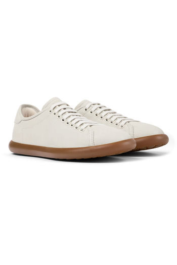CAMPER Women’s White Leather Lace-Up Sneakers with Comfortable Soles PelotasSoller