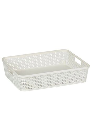 Wonderland Storage/organization basket, with handles, white, 35.5 x 29 x 9 cm