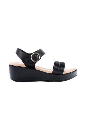 BATA Solid Ankle Strap Wedge Sandals