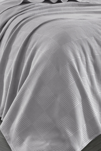 Eponj Home Single 100% Cotton Pique Cover 160X230 cm – Gray with Tile Pattern – Weave Series